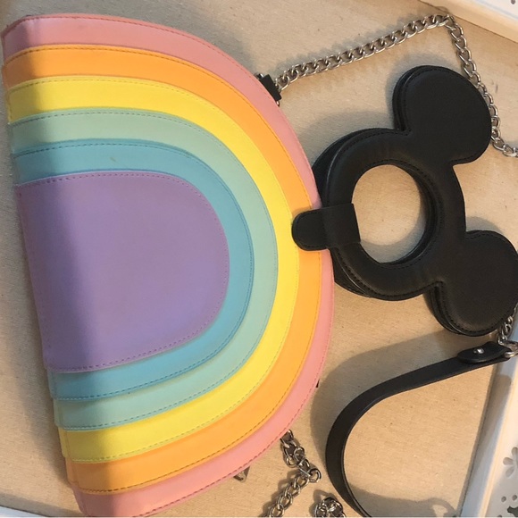 Disney By Loungefly Rainbow Crossbody Bag With Mickey Ears Handle - Picture 11 of 13